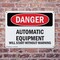 Signmission Automatic Equipment Start Without Warning Danger Sign, Plastic, 10in W x 7in L, 2PK OS-2PACK-DS-P-710-L-1846 - alternate 5